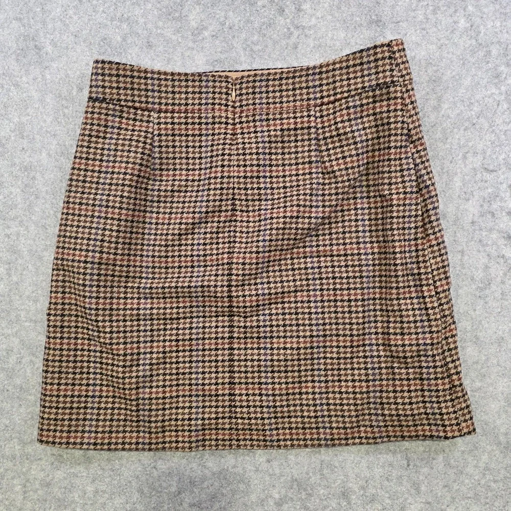 J.Crew Skirt Womens 10 Brown Wool‎ Tweed Houndstooth Pencil Lined Fall NWT